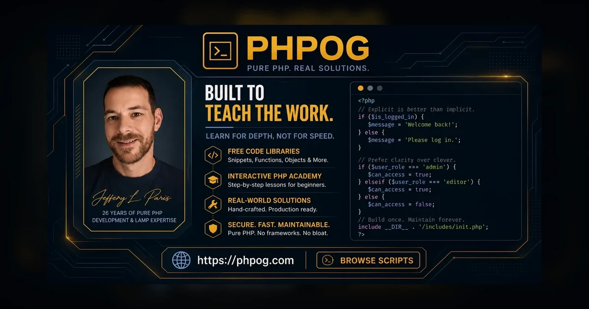 PhpOG Snippets, Functions and Objects