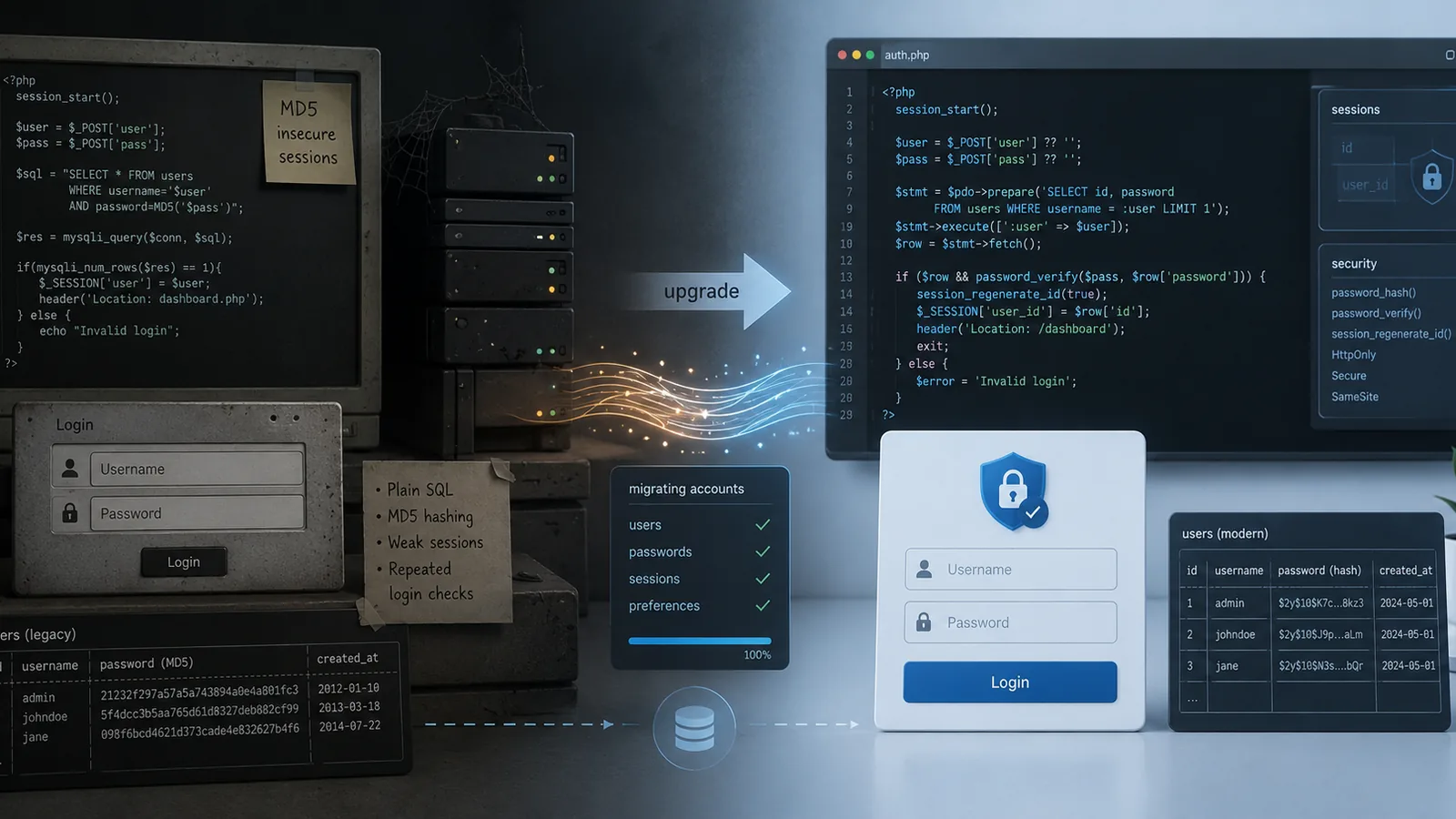 Modernize a Legacy PHP Login System Safely