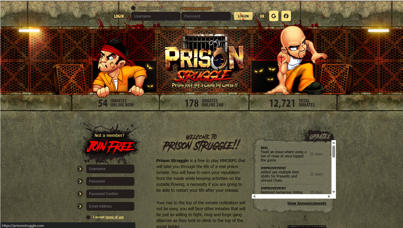 PrisonStruggle.com screenshot